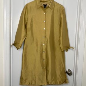 Anne Carson Silk Shirt Dress-Gold